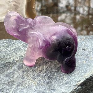 RAINBOW FLUORITE HAND CARVED ELEPHANT